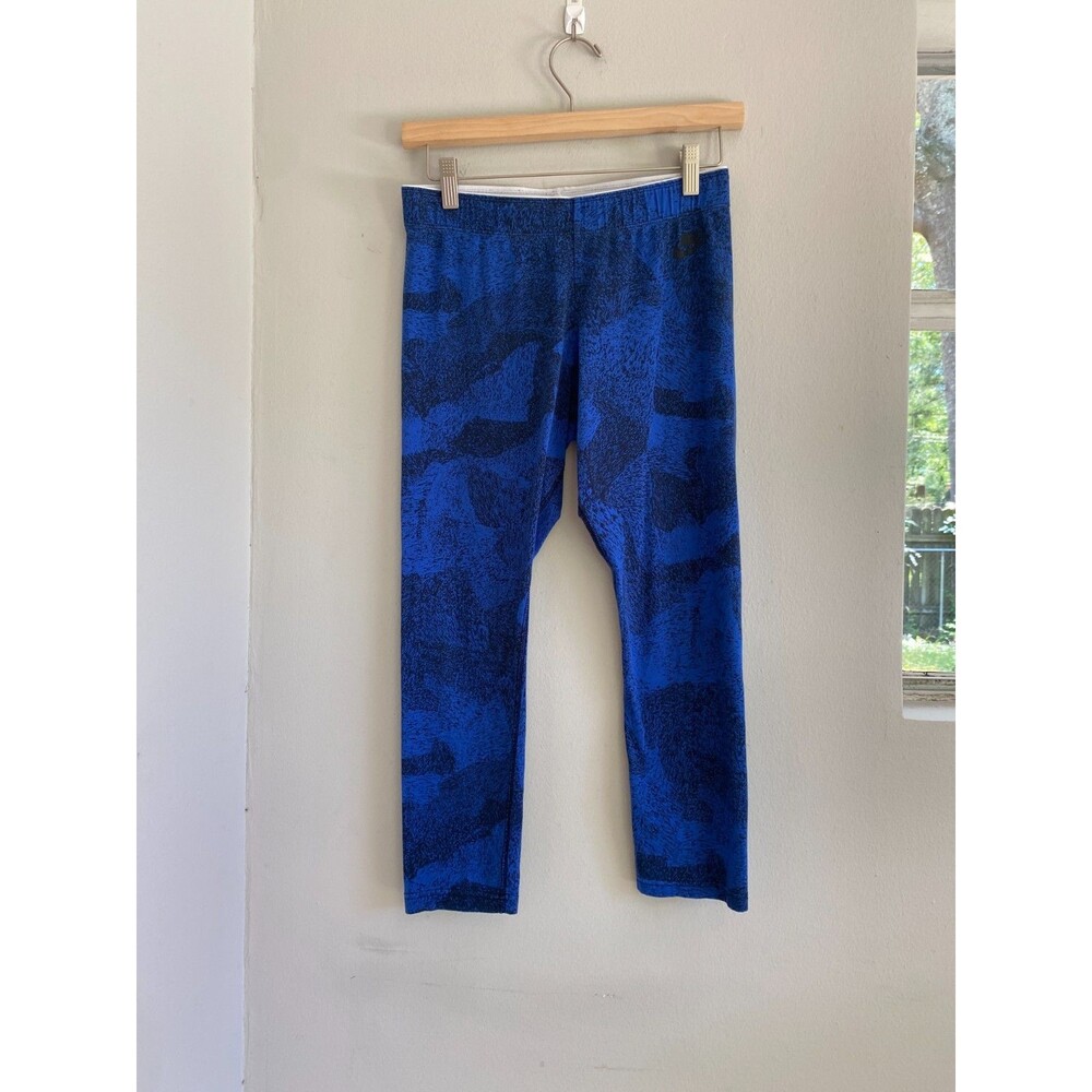 Nike Womens Capris Athletic Wear RN#56323  Blue Black Medium Leggings Cropped
